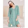 Ekouaer Zipper Robes for Women 3/4 Sleeves Lightweight House Coat Zip Up Bathrobe Soft Nightgown with Pockets S-3XL(Green Floral)