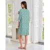 Ekouaer Zipper Robes for Women 3/4 Sleeves Lightweight House Coat Zip Up Bathrobe Soft Nightgown with Pockets S-3XL(Green Floral)