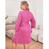 Ekouaer Women Plus Size Robe Knee Length Lightweight Bathrobe Short Kimono Robes with Pockets Maternity Robe(Pink Leopard)