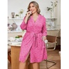 Ekouaer Women Plus Size Robe Knee Length Lightweight Bathrobe Short Kimono Robes with Pockets Maternity Robe(Pink Leopard)