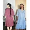 Ekouaer Women Robes Zipper Front 3/4 Sleeve Housecoat Zip Up Bathrobes Lightweight Nightgown with Pockets S-XXL