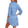 Ekouaer Women’s Nightgown V Neck Striped Button Down Sleepwear 3/4 Sleeves Nightshirts Soft Button Sleep Dress S-XXL(Blue Floral)