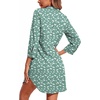 Ekouaer Women’s Nightgown V Neck Striped Button Down Sleepwear 3/4 Sleeves Nightshirts Soft Button Sleep Dress S-XXL(Green Floral)