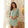 Ekouaer Women’s Nightgown V Neck Striped Button Down Sleepwear 3/4 Sleeves Nightshirts Soft Button Sleep Dress S-XXL(Light Green)