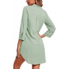 Ekouaer Women’s Nightgown V Neck Striped Button Down Sleepwear 3/4 Sleeves Nightshirts Soft Button Sleep Dress S-XXL(Light Green)