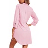 Ekouaer Women’s Nightgown V Neck Striped Button Down Sleepwear 3/4 Sleeves Nightshirts Soft Button Sleep Dress S-XXL(Pink)