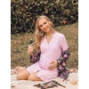 Ekouaer Women’s Nightgown V Neck Striped Button Down Sleepwear 3/4 Sleeves Nightshirts Soft Button Sleep Dress S-XXL(Pink Stripe)