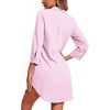 Ekouaer Women’s Nightgown V Neck Striped Button Down Sleepwear 3/4 Sleeves Nightshirts Soft Button Sleep Dress S-XXL(Pink Stripe)
