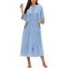 Ekouaer Women’s Soft and Warm Robe with Zipper Blue M