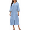Ekouaer Women’s Soft and Warm Robe with Zipper Blue M