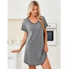 Ekouaer Cotton Nightgowns for Women 3 Pack Night Gown Short Sleeve Sleepshirts V Neck Sleepwear Soft Tshirt Pajama Dress