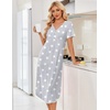 Ekouaer Nightgowns for Women Bamboo Viscose Long Night Gown Short Sleeve Moo Moos V Neck Sleep Shirts Pleated House Dress(Grey Stars)