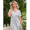 Ekouaer Nightgowns for Women Bamboo Viscose Long Night Gown Short Sleeve Moo Moos V Neck Sleep Shirts Pleated House Dress(Grey Stars)