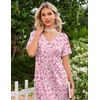 Ekouaer Nightgowns for Women Bamboo Viscose Long Night Gown Short Sleeve Moo Moos V Neck Sleep Shirts Pleated House Dress(Pink Floral)