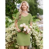 Ekouaer Nightgowns for Women Lace Trim Night Gown Short Sleeve Sleep Shirts Ruffle Sleepwear V Neck Pleated Sleep Dress(Green)