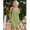 Ekouaer Nightgowns for Women Lace Trim Night Gown Short Sleeve Sleep Shirts Ruffle Sleepwear V Neck Pleated Sleep Dress(Green)