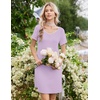 Ekouaer Nightgowns for Women Lace Trim Night Gown Short Sleeve Sleep Shirts Ruffle Sleepwear V Neck Pleated Sleep Dress(Lilac)