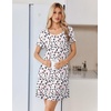 Ekouaer Nightgowns for Women Lace Trim Night Gown Short Sleeve Sleep Shirts Ruffle Sleepwear V Neck Pleated Sleep Dress(Pink Leopard)