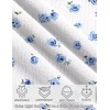 Ekouaer Nightgowns for Women Lace Trim Night Gown Short Sleeve Sleep Shirts Ruffle Sleepwear V Neck Pleated Sleep Dress(White Blue Roses)