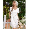 Ekouaer Nightgowns for Women Lace Trim Night Gown Short Sleeve Sleep Shirts Ruffle Sleepwear V Neck Pleated Sleep Dress(White Pink Cherry)