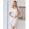 Ekouaer Nightgowns for Women Lace Trim Night Gown Short Sleeve Sleep Shirts Ruffle Sleepwear V Neck Pleated Sleep Dress(White Red Roses)