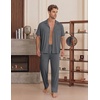 EKouear Mens Pajamas Set Short Sleeve pjs sets Classic Button Down Sleepwear Long Pants Lounge Set with Pocket(Deep Gray)