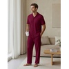 EKouear Mens Pajamas Set Short Sleeve pjs sets Classic Button Down Sleepwear Long Pants Lounge Set with Pocket(Wine Red)