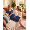 Ekouaer Cotton Labor and Delivery Gown for Hospital 3 in 1 Nursing Nightgown for Breastfeeding Short Sleeve Maternity Dress(Navy)