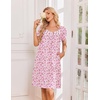 Ekouaer Cotton Nightgowns for Women Pleated Button Night Gowns Victorian Sleep Shirts Ladies House Dress with Pockets