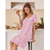 Ekouaer Cotton Nightgowns for Women Pleated Button Night Gowns Victorian Sleep Shirts Ladies House Dress with Pockets