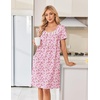 Ekouaer Cotton Nightgowns for Women Pleated Button Night Gowns Victorian Sleep Shirts Ladies House Dress with Pockets