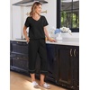 Ekouaer Cotton Pajamas for Women Set Short Sleeve Top and Capri Pants Lounge Sets with Pockets Soft Sleepwear(Black)