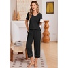 Ekouaer Cotton Pajamas for Women Set Short Sleeve Top and Capri Pants Lounge Sets with Pockets Soft Sleepwear(Black)