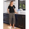 Ekouaer Cotton Pajamas for Women Set Short Sleeve Top and Capri Pants Lounge Sets with Pockets Soft Sleepwear(Black and Brown Leopard)
