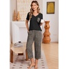 Ekouaer Cotton Pajamas for Women Set Short Sleeve Top and Capri Pants Lounge Sets with Pockets Soft Sleepwear(Black and Brown Leopard)