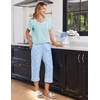 Ekouaer Cotton Pajamas for Women Set Short Sleeve Top and Capri Pants Lounge Sets with Pockets Soft Sleepwear(Blue Flowers)