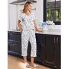 Ekouaer Cotton Pajamas for Women Set Short Sleeve Top and Capri Pants Lounge Sets with Pockets Soft Sleepwear(Purple Flowers)