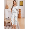 Ekouaer Cotton Pajamas for Women Set Short Sleeve Top and Capri Pants Lounge Sets with Pockets Soft Sleepwear(White Colorful Flowers)
