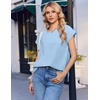 Ekouaer Cotton Two Piece Sets for Women Summer Short Set Crew Neck Matching Sets Cap Sleeve Vacation Outfits With Pocket(Light Blue)