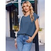 Ekouaer Cotton Two Piece Sets for Women Summer Short Set Crew Neck Matching Sets Cap Sleeve Vacation Outfits With Pocket(Navy Blue)