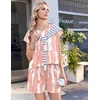 Ekouaer Cotton Two Piece Sets for Women Summer Short Set Crew Neck Matching Sets Cap Sleeve Vacation Outfits With Pocket(Tie-dye Pink)