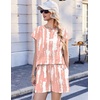 Ekouaer Cotton Two Piece Sets for Women Summer Short Set Crew Neck Matching Sets Cap Sleeve Vacation Outfits With Pocket(Tie-dye Pink)