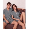 Ekouaer Couple Matching Pajamas Sets Short Sleeve Button Down Pjs Sleepwear 2 Piece Lounge Set XS-XXXL(Gray)