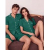 Ekouaer Couple Matching Pajamas Sets Short Sleeve Button Down Pjs Sleepwear 2 Piece Lounge Set XS-XXXL(Green)