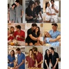 Ekouaer Couple Matching Pajamas Sets Short Sleeve Button Down Pjs Sleepwear 2 Piece Lounge Set XS-XXXL(Light Blue Cat Print)