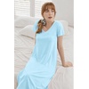 Ekouaer Long Nightgowns for Women Bamboo Viscose Sleepshirt Short Sleeve Night Gown V Neck House Dress(Aqua Green)