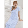 Ekouaer Long Nightgowns for Women Bamboo Viscose Sleepshirt Short Sleeve Night Gown V Neck House Dress(Floral Blue)