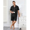 Ekouaer Mens Pajamas Set Summer Short Sleeve Button Up Pjs 2 Piece Sleepwear with Pockets S-XXXL(Black)