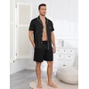 Ekouaer Mens Pajamas Set Summer Short Sleeve Button Up Pjs 2 Piece Sleepwear with Pockets S-XXXL(Black)
