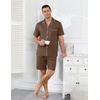 Ekouaer Mens Pajamas Set Summer Short Sleeve Button Up Pjs 2 Piece Sleepwear with Pockets S-XXXL(Brown)